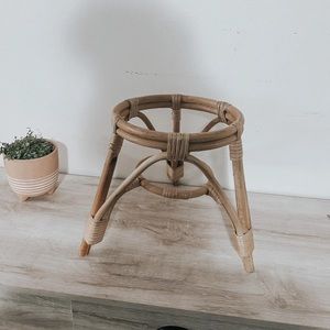 NWOT boho mcm bamboo rattan plant stand
